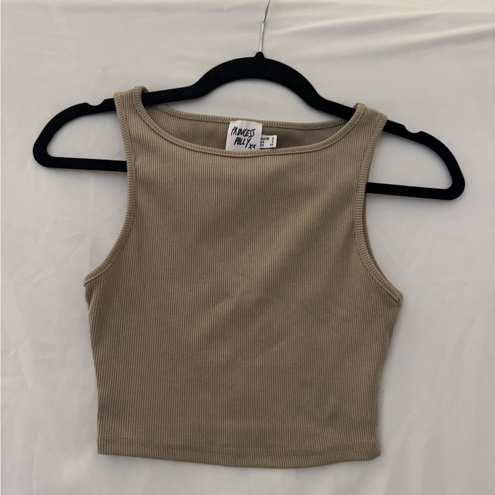 Princess Polly Ribbed Tan Crop Top